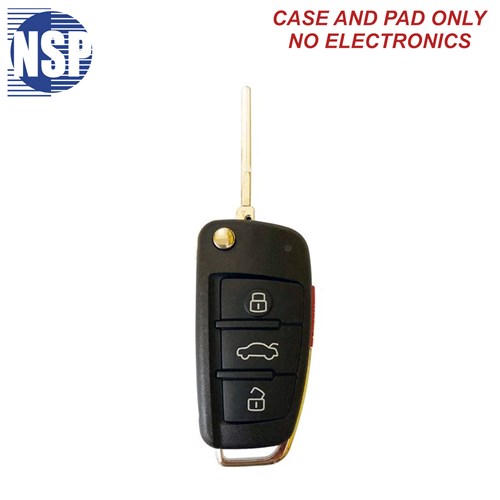 NSP AUDI MYT/NBG/IYZ 4-BTN FLIP KEY SHELL WITH BLADE - L,U,P,T