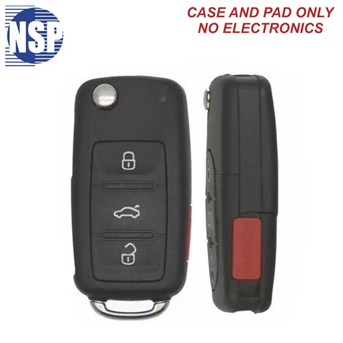 NSP VOLKSWAGEN NBG 4-BTN FLIP KEY SHELL WITH BLADE - L,U,P,T