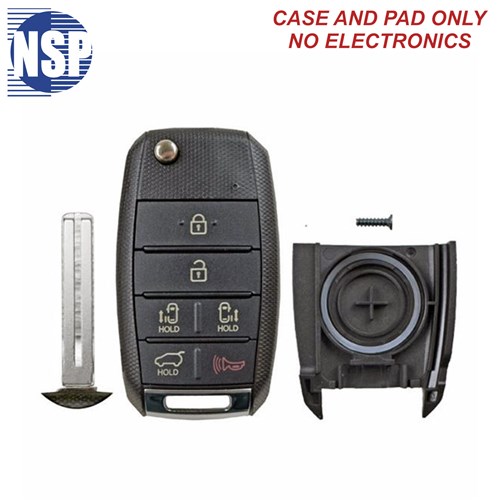 NSP KIA SEDONA 6-BTN FLIP KEY SHELL WITH KK10 BLADE - L,U,P,SD,SD,H