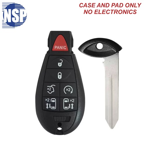 NSP CHRYSLER IYZ-C01C 7-BTN FOBIK SHELL WITH E-KEY - L,U,P,H,SD,SD,RS