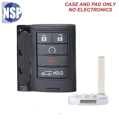 NSP CADILLAC NBG 5-BTN SMART KEY SHELL WITH E-KEY - L,U,P,T,RS