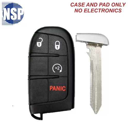 NSP CHRYSLER M3N 4-BTN SMART KEY SHELL WITH E-KEY - L,U,P,RS