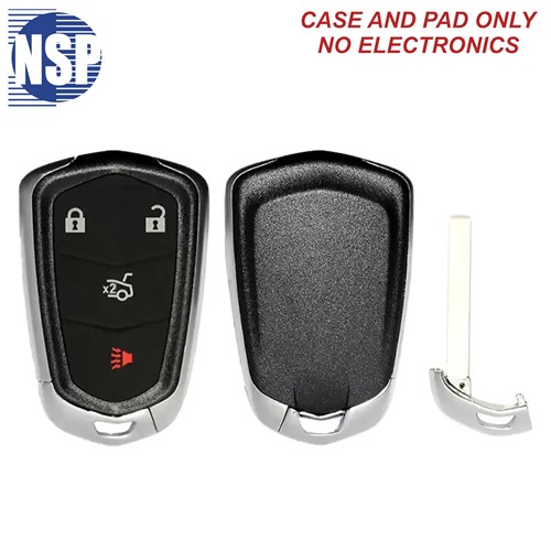 NSP CADILLAC HYQ 4-BTN SMART KEY SHELL WITH E-KEY - L,U,P,T