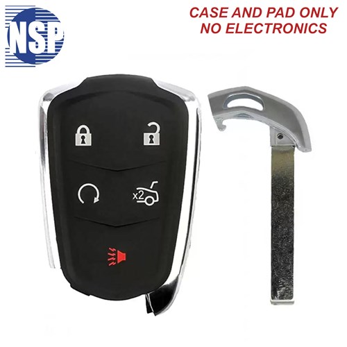 NSP CADILLAC HYQ 5-BTN SMART KEY SHELL WITH E-KEY - L,U,P,T,RS