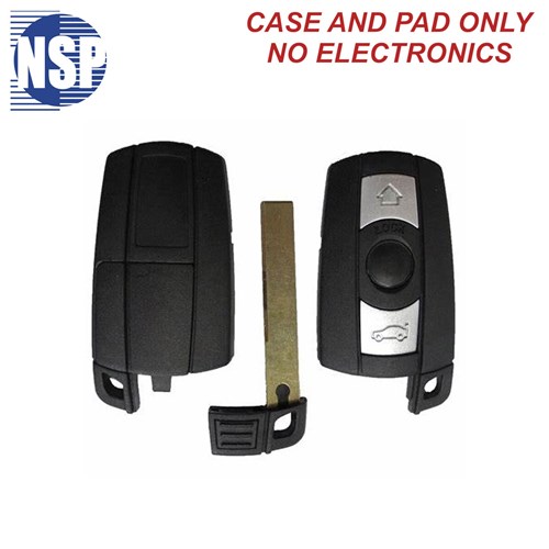 NSP BMW 3-BTN SMART KEY SHELL WITHOUT BATTERY DOOR WITH E-KEY - L,U,T