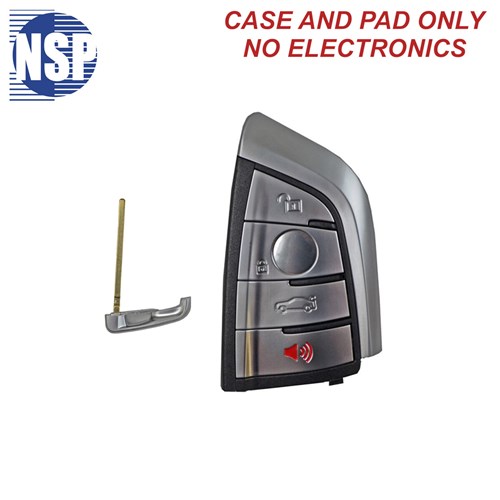 NSP BMW NBG 4-BTN SMART KEY SHELL WITH E-KEY - L,U,P,T