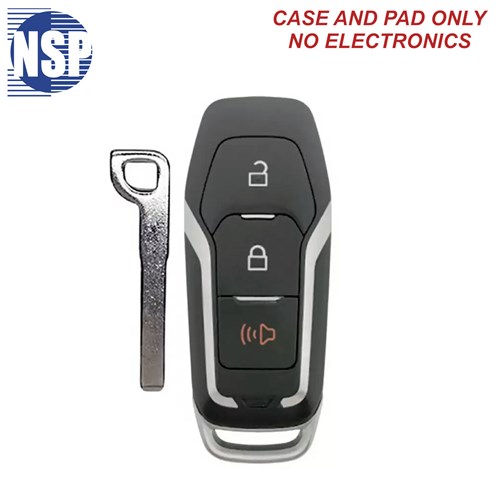 NSP FORD M3N 3-BTN SMART KEY SHELL WITH E-KEY - L,U,P