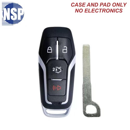 NSP FORD M3N 4-BTN SMART KEY SHELL WITH E-KEY - L,U,P,T