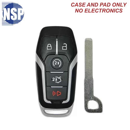 NSP FORD/LINCOLN M3N 5-BTN SMART KEY SHELL WITH E-KEY - L,U,P,T,RS