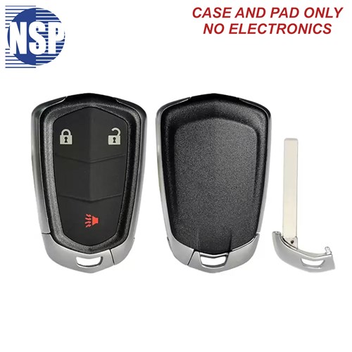 NSP CADILLAC HYQ 3-BTN SMART KEY SHELL WITH E-KEY - L,U,P