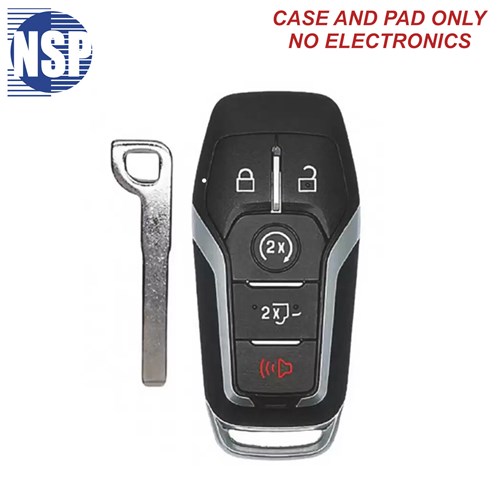 NSP FORD M3N 5-BTN SMART KEY SHELL WITH E-KEY - L,U,P,TG,RS