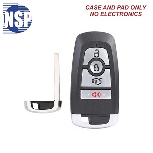 NSP FORD M3N 4-BTN SMART KEY SHELL WITH E-KEY - L,U,P,T