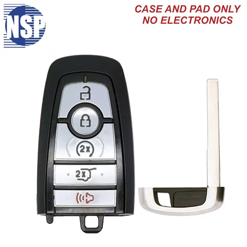 NSP FORD M3N 5-BTN SMART KEY SHELL WITH E-KEY - L,U,P,H,RS