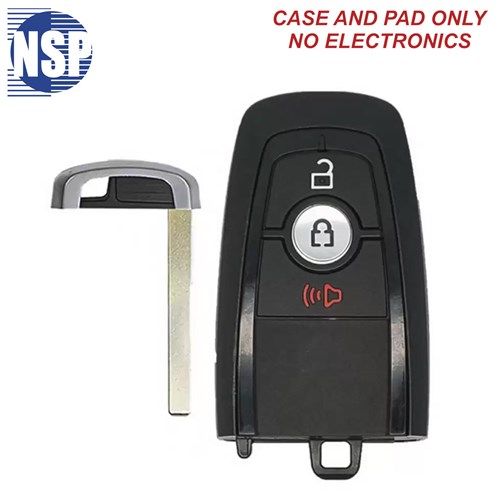 NSP FORD M3N 3-BTN SMART KEY SHELL WITH E-KEY - L,U,P