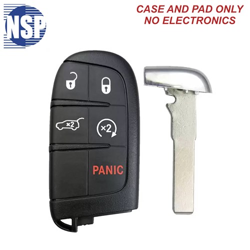 NSP JEEP M3N 5-BTN SMART KEY SHELL WITH SIP22 E-KEY - L,U,P,H,RS