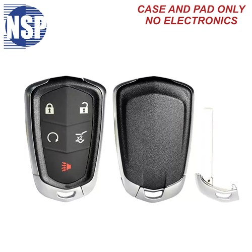 NSP CADILLAC HYQ2 5-BTN SMART KEY SHELL WITH E-KEY - L,U,P,H,RS