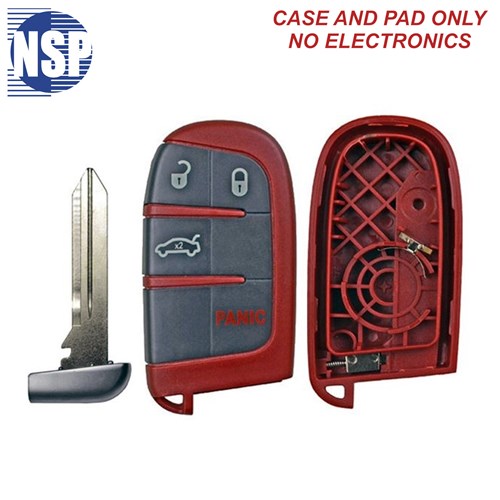 NSP DODGE M3N-RED 4-BTN SMART KEY SHELL WITH E-KEY - L,U,P,T