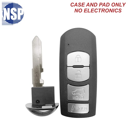 NSP MAZDA 3D01/2 4-BTN SMART KEY SHELL WITH E-KEY - L,U,P,H