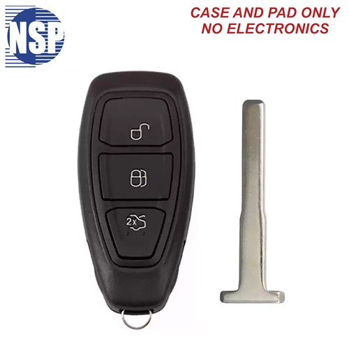 NSP FORD KR5 3-BTN SMART KEY SHELL WITH E-KEY - L,U,T