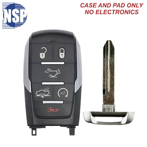 NSP RAM 1500 OHT 6-BTN SMART KEY SHELL WITH E-KEY - L,U,P,LG,AS,RS