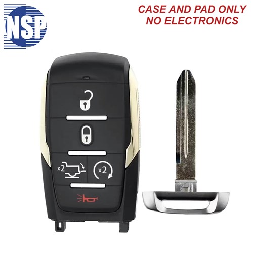 NSP RAM 1500 OHT 5-BTN SMART KEY SHELL WITH E-KEY - L,U,P,LG,RS