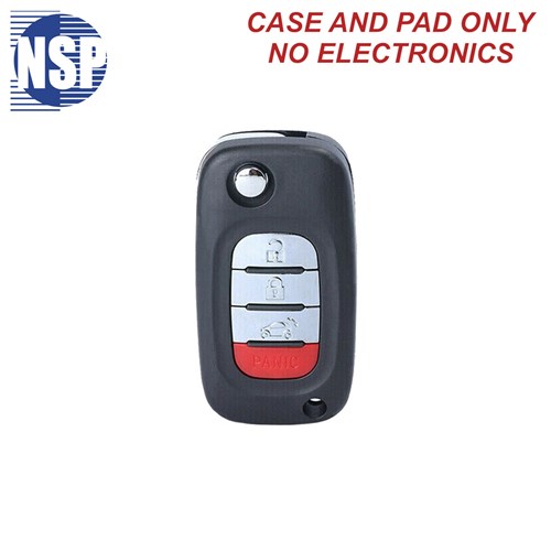 NSP SMART FORTWO 4-BTN FLIP KEY SHELL WITH E-KEY- L,U,P,T