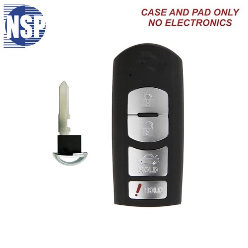 NSP MAZDA KR55 4-BTN SMART KEY SHELL WITH E-KEY- L,U,P,T