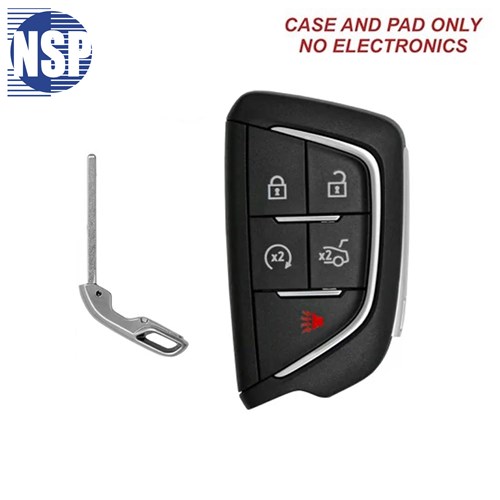 NSP CADILLAC YG0 5-BTN SMART KEY SHELL WITH E-KEY- L,U,P,T,RS