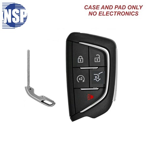 NSP CADILLAC YG0 5-BTN SMART KEY SHELL WITH E-KEY- L,U,P,H,RS