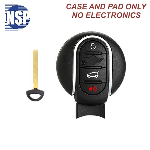 NSP MINI COOPER 4-BTN SMART KEY SHELL WITH E-KEY - L,U,P,H