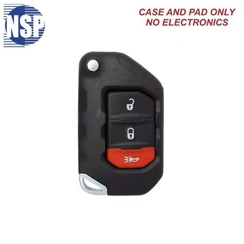 NSP JEEP FLIP KEY SHELL WITH SIP22 BLADE 3-BTN - L,U,P