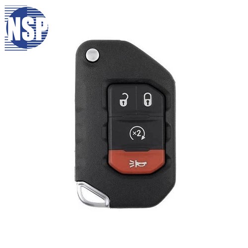 NSP JEEP FLIP KEY SHELL WITH SIP22 BLADE 4-BTN - L,U,P,RS