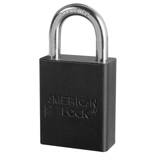 American Lock A1105BLK KD Anodized Aluminum Safety 1-1/2" Rekeyable Padlock, 1" Shackle, Black, Keyed Different