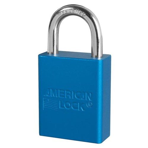 American Lock A1105BLU KD Anodized Aluminum Safety 1-1/2" Padlock, 1" Shackle, Blue, Keyed Different