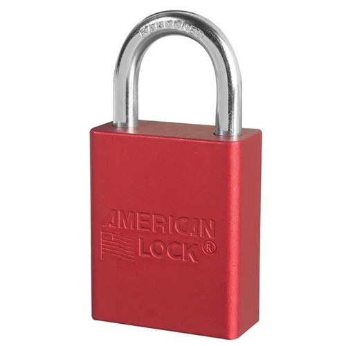 American Lock A1105RED KA P514 Anodized Aluminum Safety 1-1/2" Padlock, 1" Shackle, Red, Keyed Alike