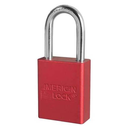 American Lock A1106RED KA P514 Anodized Aluminum Safety 1-1/2" Rekeyable Padlock, 1-1/2" Shackle, Red, Keyed Alike