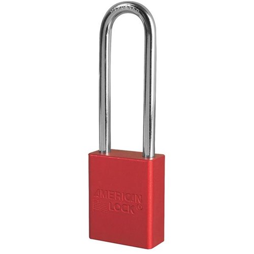 American Lock A1107RED KD Anodized Aluminum Safety 1-1/2" Rekeyable Padlock, 3" Shackle, Red, Keyed Different