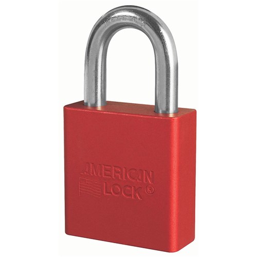 American Lock A1205RED KD Anodized Aluminum Safety 1-3/4" Padlock, 1-1/8" Shackle, Red, Keyed Different