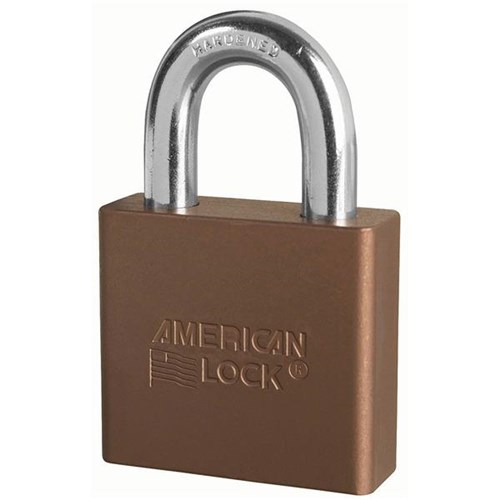 American Lock A1305 BRN KD Anodized Aluminum Safety 2" Padlock, 1-1/8" Shackle, Brown, Keyed Different