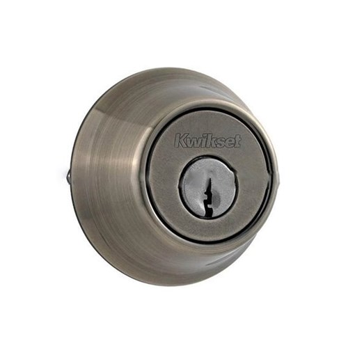 Kwikset 660 RCALxRCS 15A Single Cylinder Deadbolt, KA2, Adjustable Backset, Antique Nickel