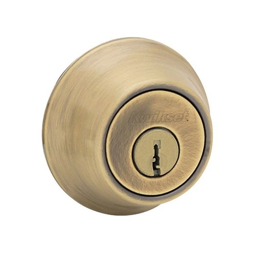 Kwikset 665 RCALxRCS US5 Double Cylinder Deadbolt, KA3, Adjustable Backset, Antique Brass