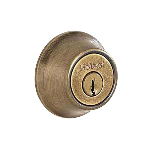 Kwikset 665 RFAL US5 Double Cylinder Deadbolt, KA3, Adjustable Latch Drive-in Bolt, Antique Brass