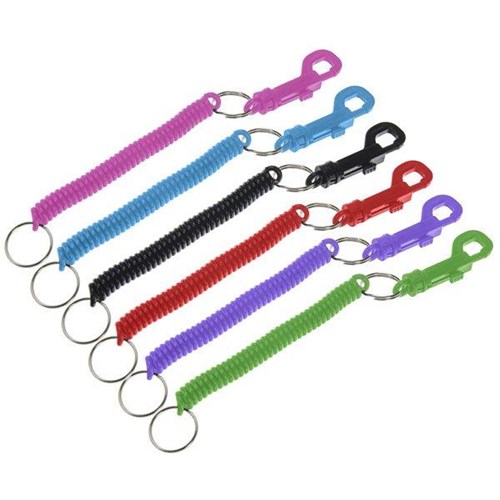 Lucky Line 41612 Designer Key Coil with Clip, Assorted Colors (12/card)