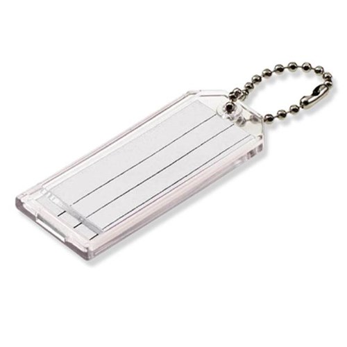 Lucky Line 90101 Large Key Tag, Clear Tag with White Insert & Ball Chain, 1/card (pack of 5 cards)