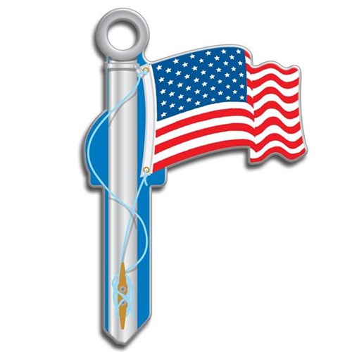 Lucky Line B101K American Flag Key Blank, Kwikset