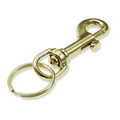 Lucky Line 4500105 Solid Brass Bolt Snap with 1" Split Ring, 1/card (pack of 5)