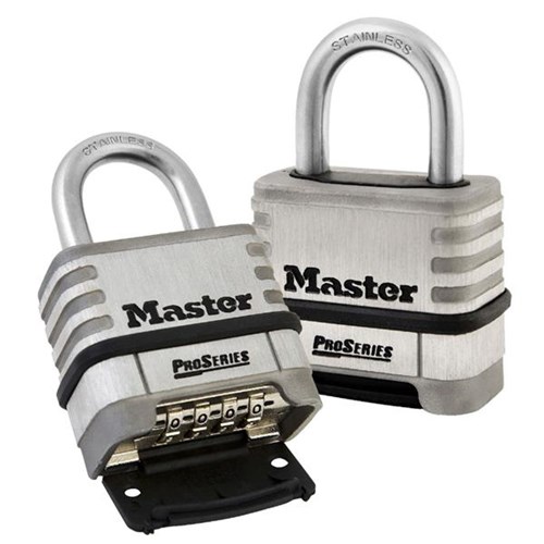 Master Lock 1174 ProSeries Stainless Steel Resettable 2-1/4" Combination Padlock, 1-1/16" Round Shackle