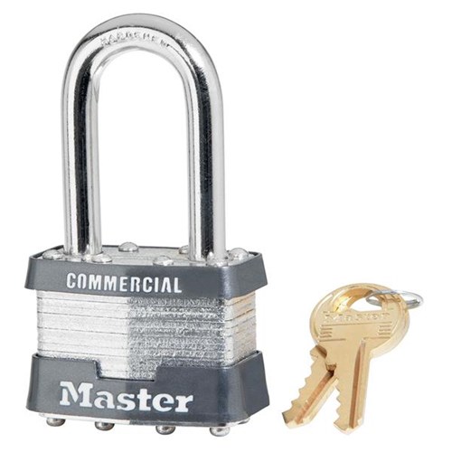 Master Lock 1LF KD Laminated Steel Pin Tumbler Padlock, 1-1/2" Shackle, Keyed Different