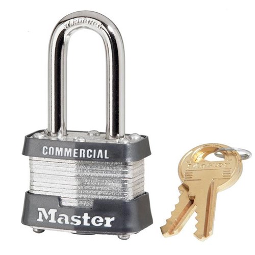 Master Lock 3LF KD Laminated Steel Pin Tumbler 1-9/16" Padlock, 1-1/2" Shackle, Keyed Different