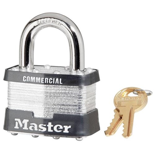 Master Lock 5D KD Laminated Steel Pin Tumbler 2" Padlock, 1" Shackle, Keyed Different, Carded